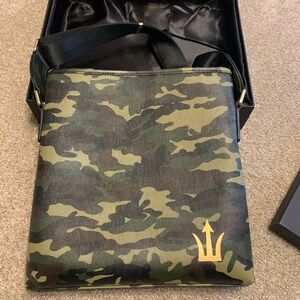 Camouflage Crossbody Bag with Gold Logo